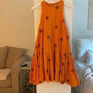 WORN ONCE urban outfitters embroidered orange dress size M